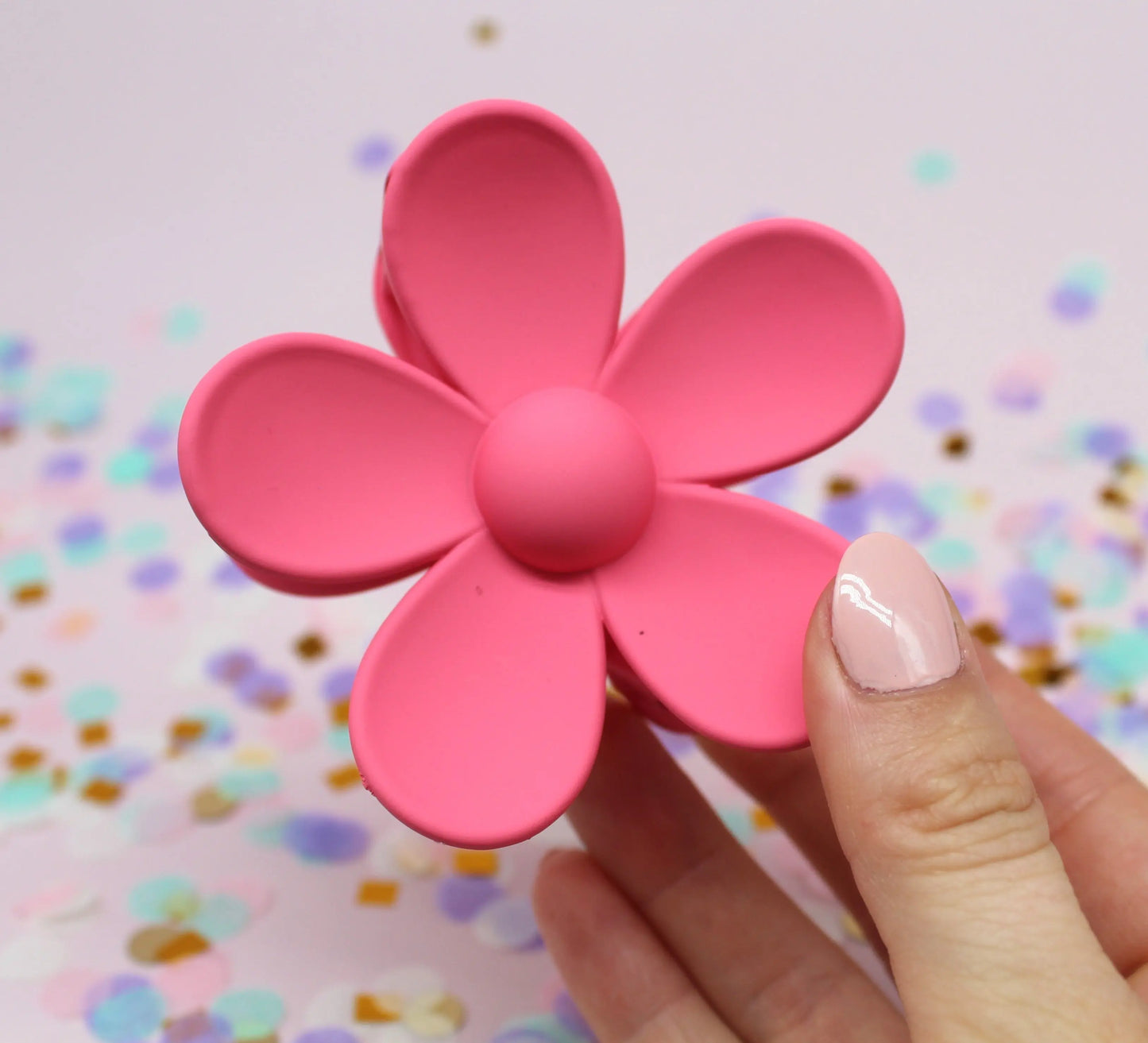 Pink flower hair claw - large My Store