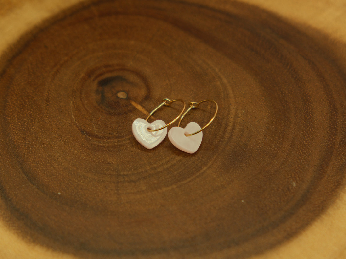 Pink heart gold plated earrings