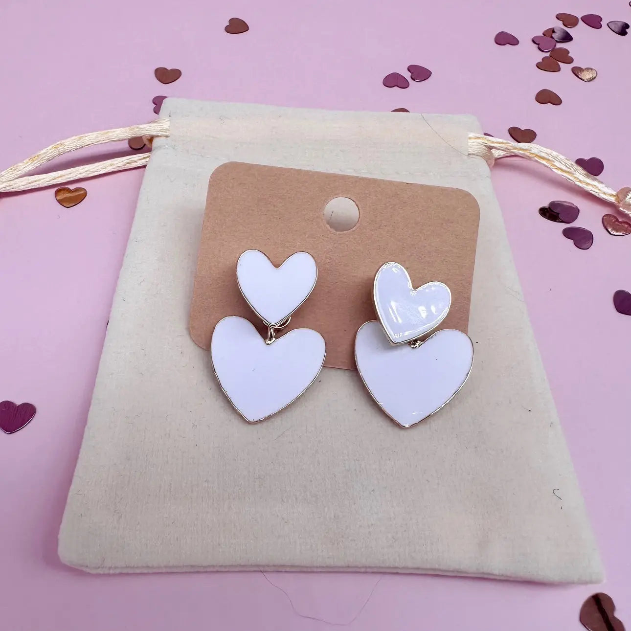 White heart drop earrings Belle Box