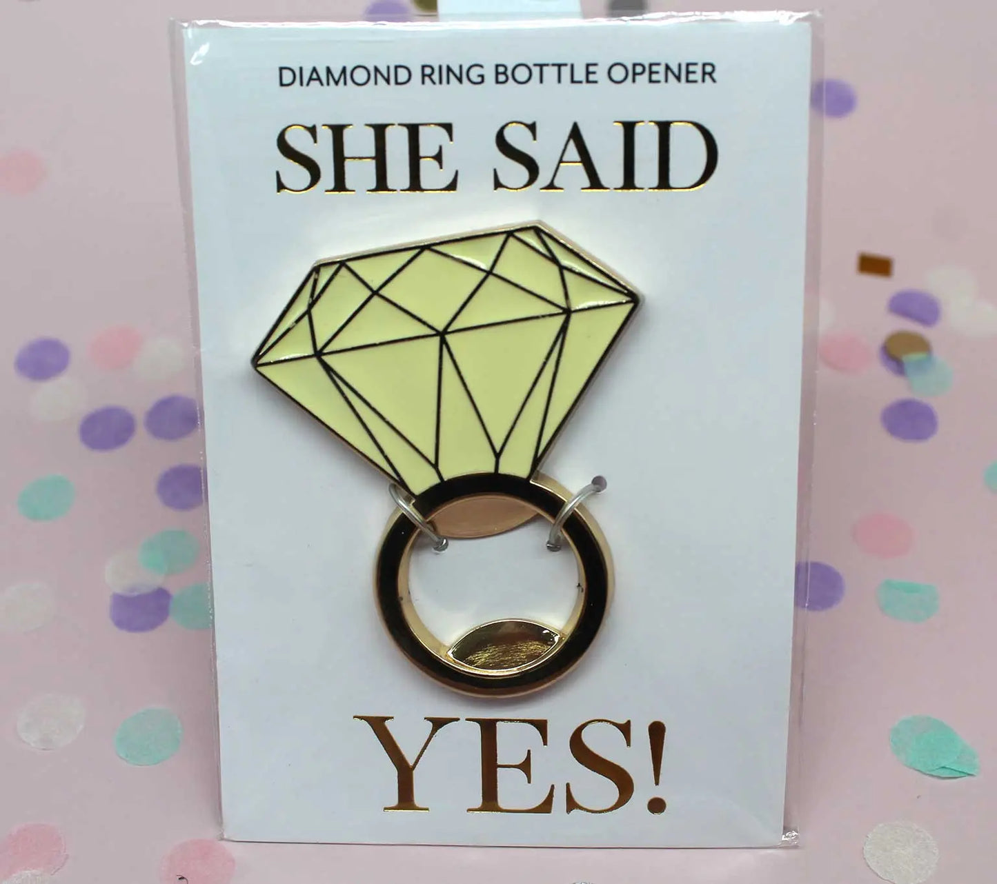 “She said yes" diamond ring bottle opener Belle Box