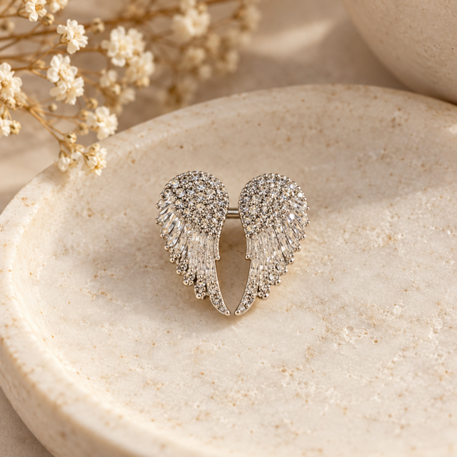 Crystal angel wings brooch Belle Box