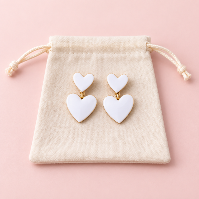White heart drop earrings Belle Box
