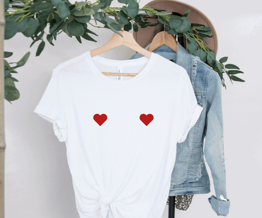 Heart Boobies TShirt, Valentines/Galentines Tee for Bestie