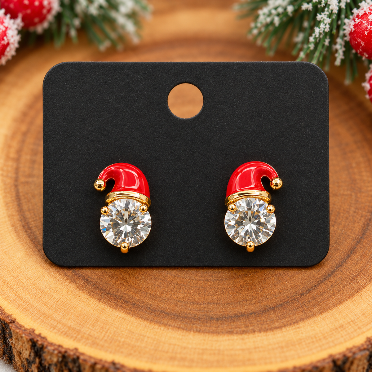 Santa hat crystal earrings Belle Box