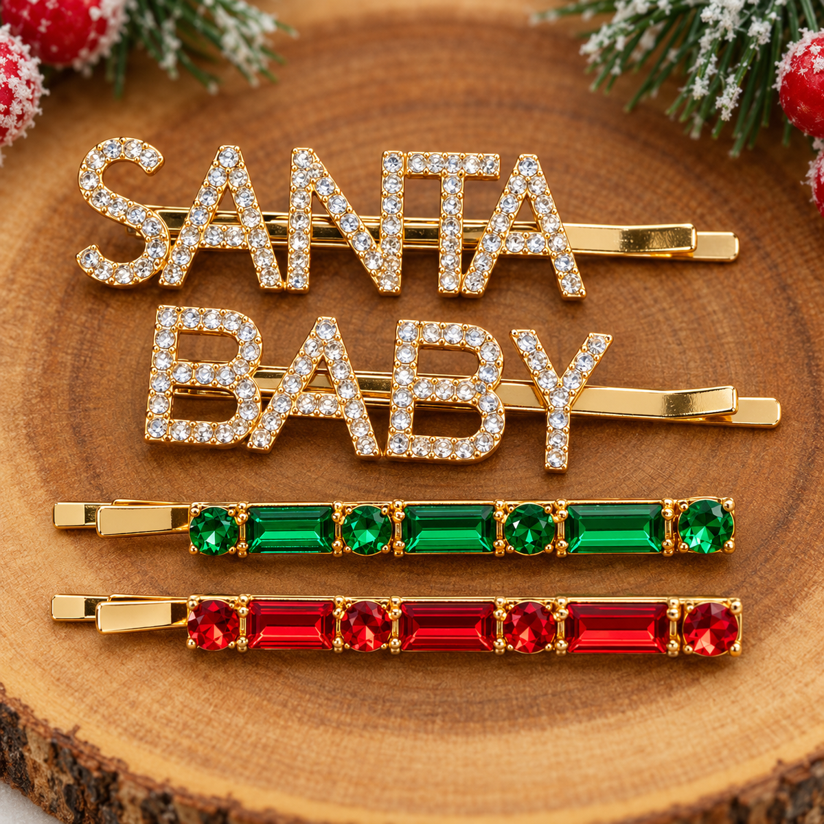 Santa Baby hair clip set Belle Box
