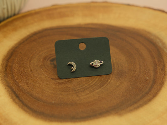 Moon and stars crystal earrings