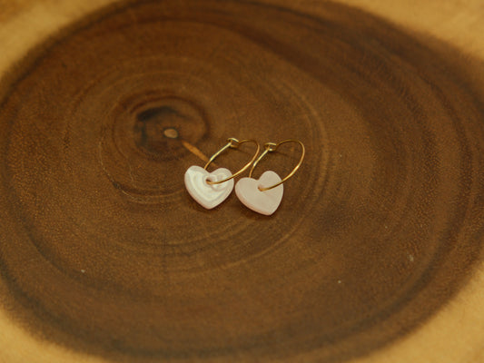 Pink heart gold plated earrings