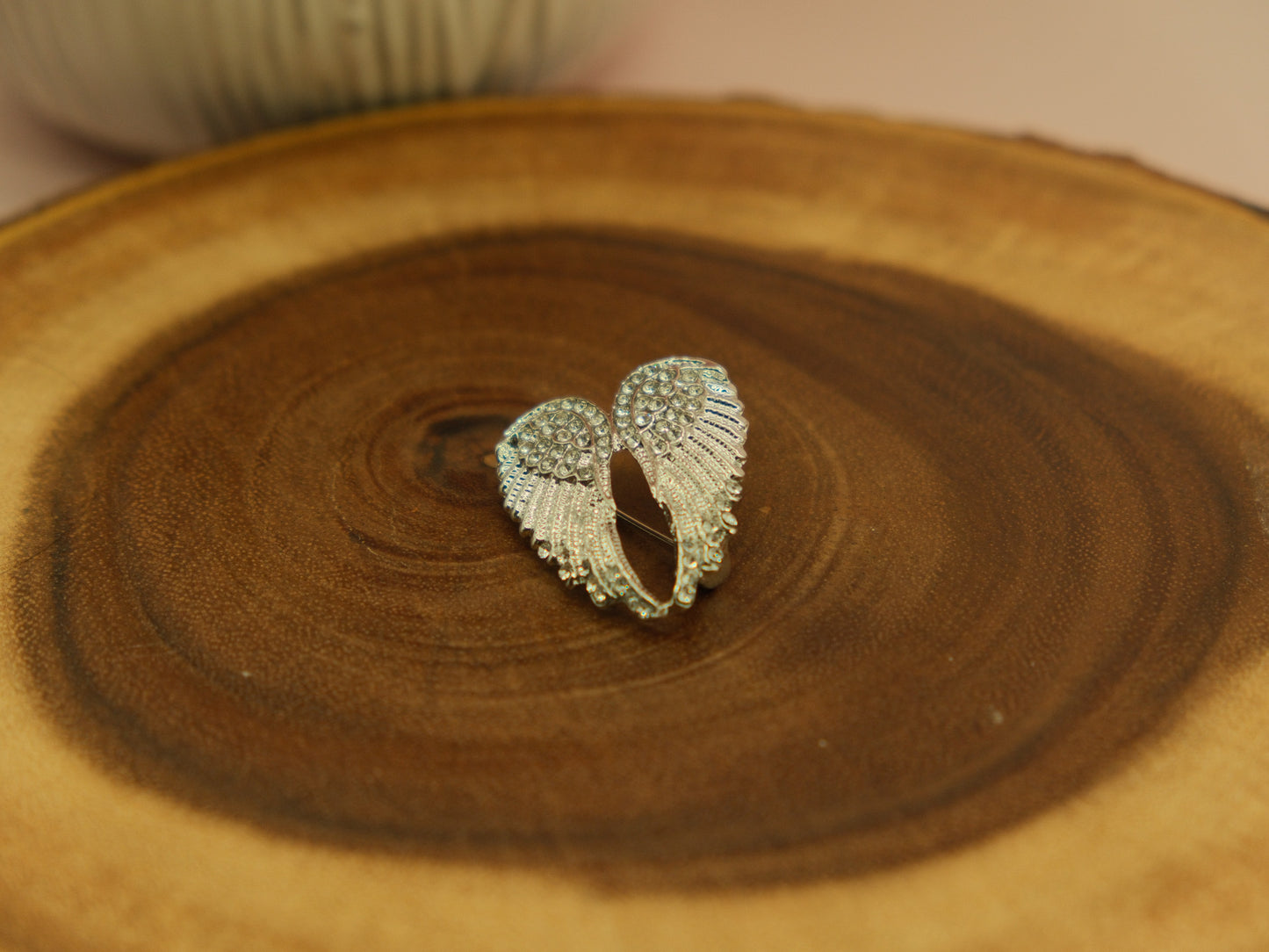 Crystal angel wings brooch