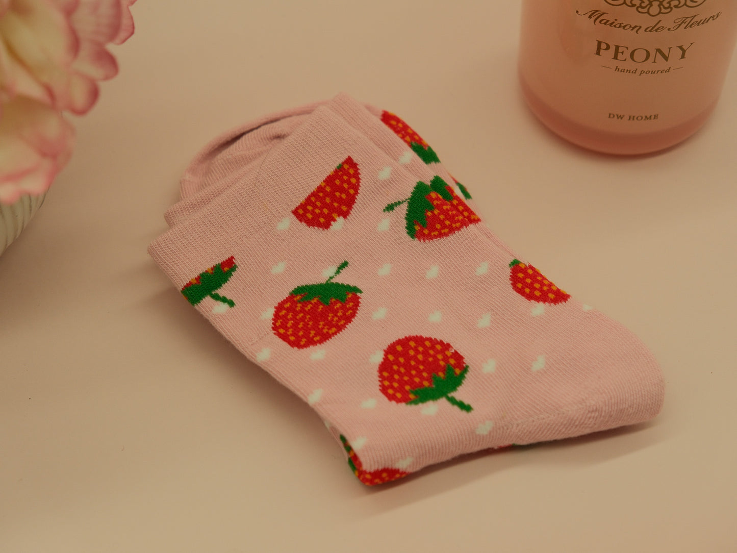 Strawberry patterned socks