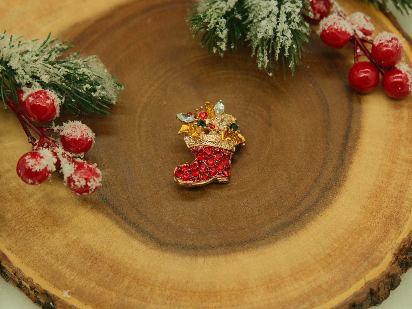 Christmas stocking brooch