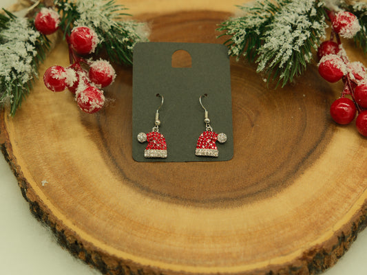 Santa hat embellished drop earrings