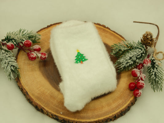 Fluffy Christmas tree socks