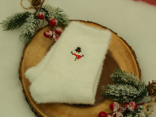 Fluffy white Santa socks