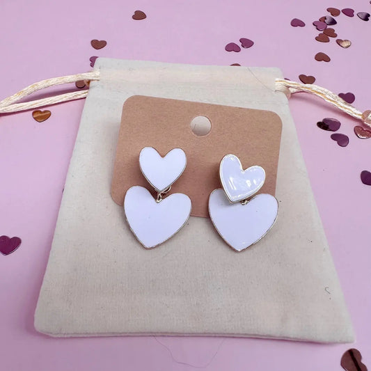 White heart drop earrings Belle Box