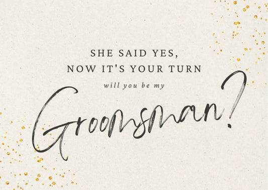 "Will you be my Groomsman?" card - gold My Store