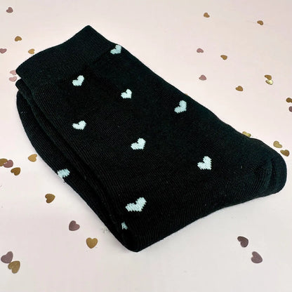 Black socks with white hearts Belle Box