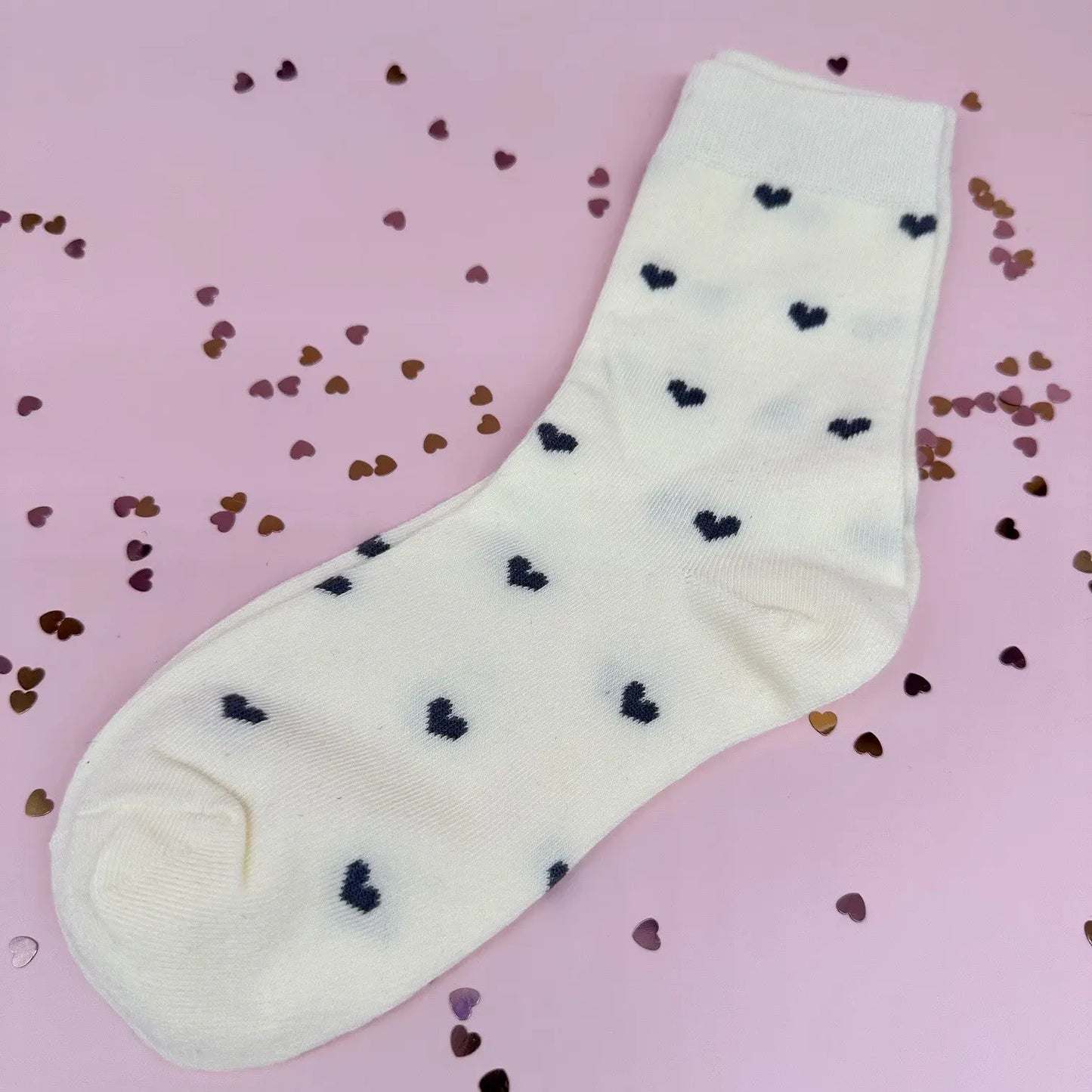 White socks with black hearts Belle Box