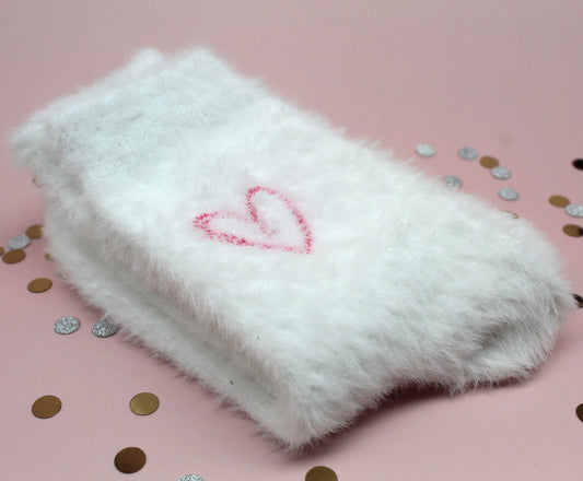 Luxury fluffy white socks Belle Box