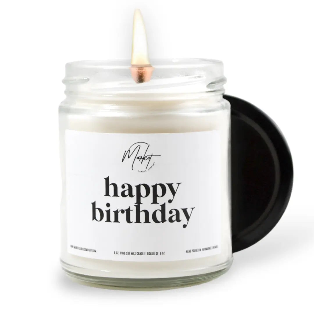 HAPPY BIRTHDAY - WHITE -  SOY CANDLE Market Candle Company
