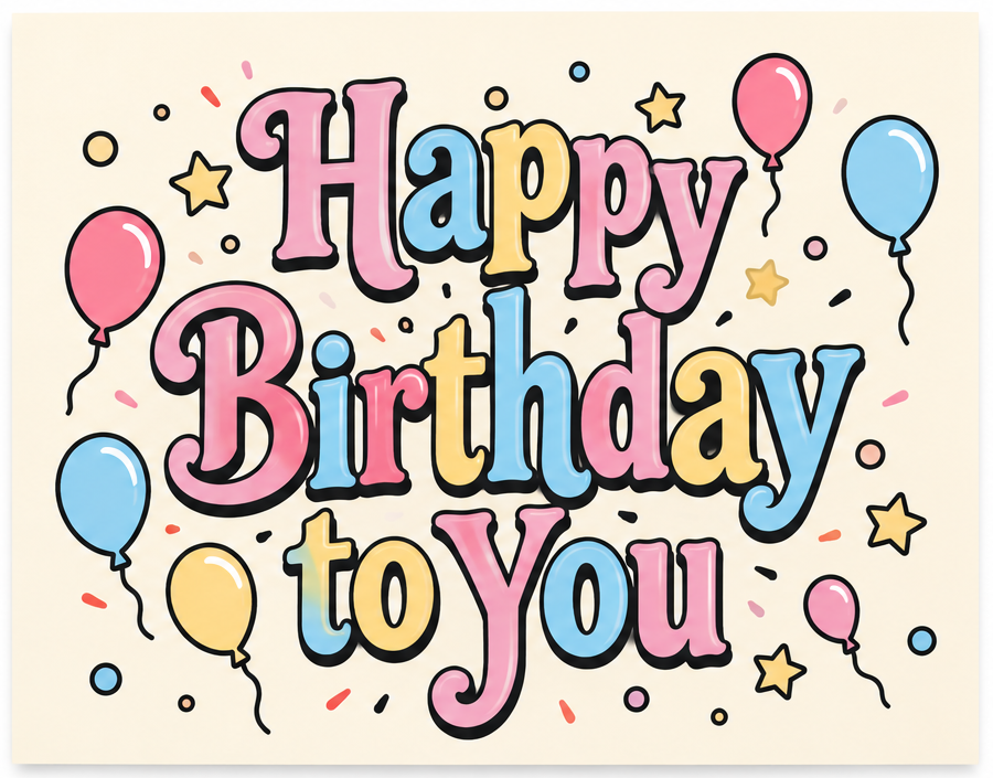 Happy Birthday card colourful Belle Box
