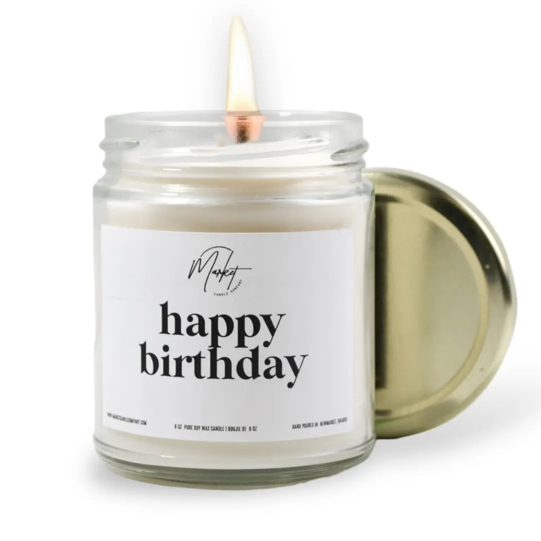 HAPPY BIRTHDAY - WHITE -  SOY CANDLE Market Candle Company