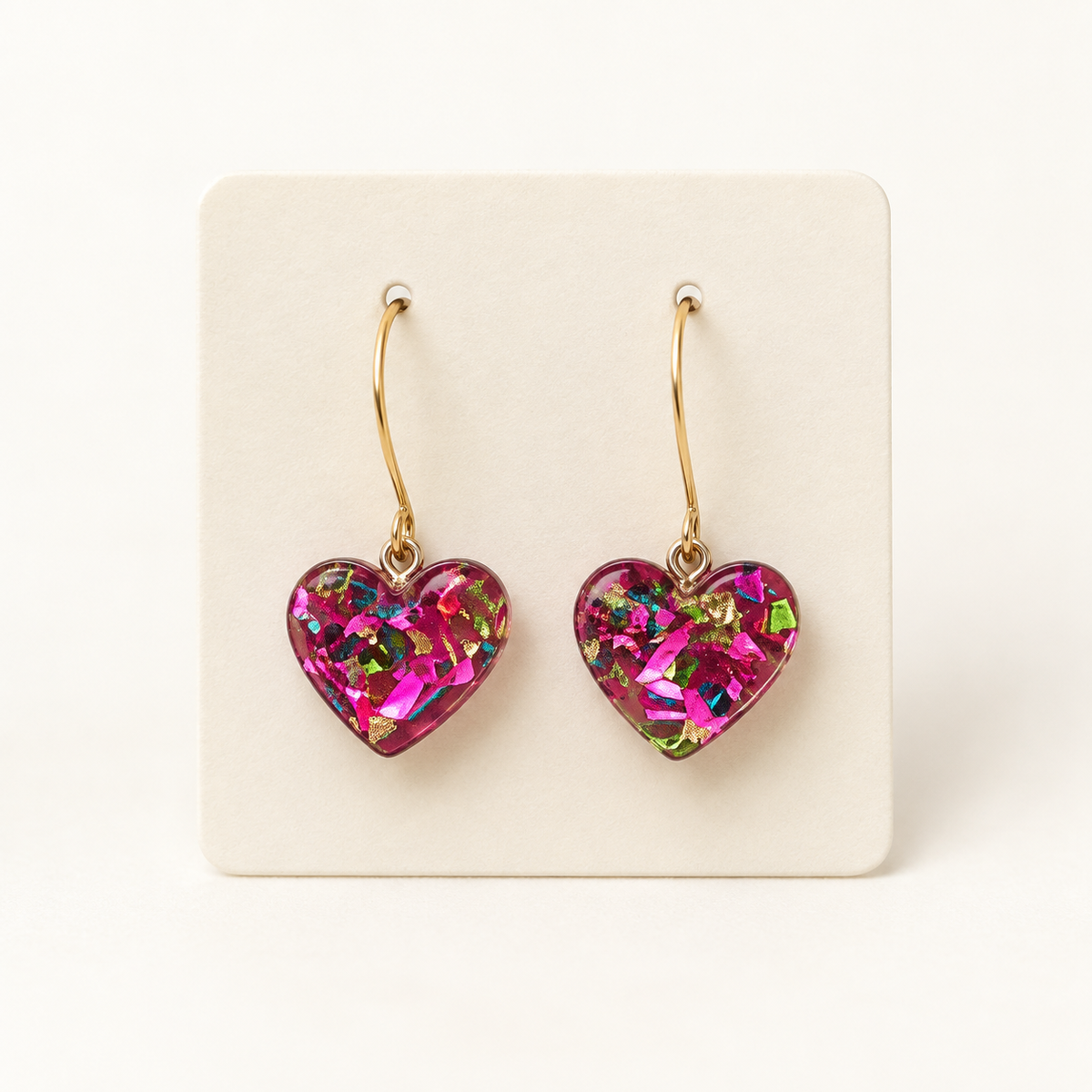 Dark Pink multi coloured gold plated earrings Belle Box