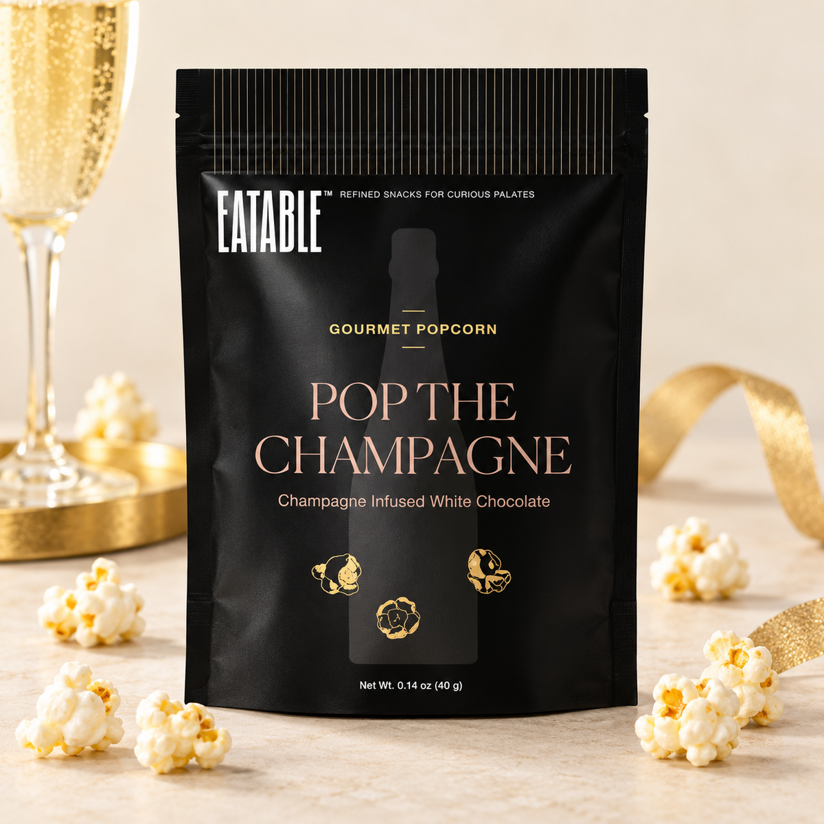 Mini Pop the Champagne - gourmet white chocolate popcorn EATABLE Popcorn