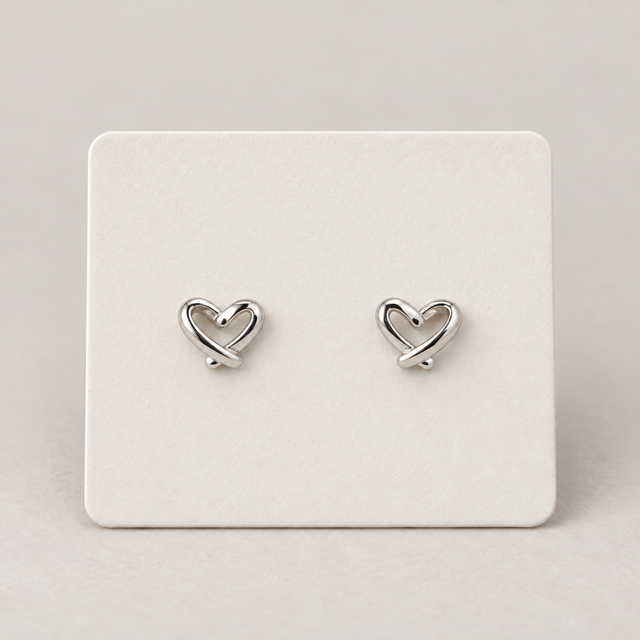 Silver plated heart stud earrings Belle Box